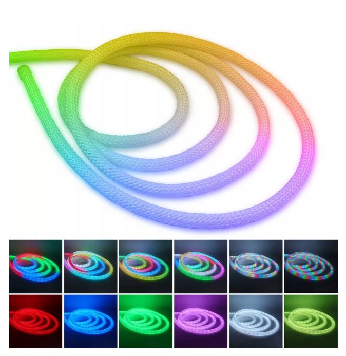 LED PROVAZ Ø16mm / 5V / RGB / IP20 / SET 3m / IMITACE PROVAZOVÉHO VÝPLETU